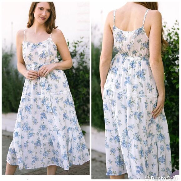 Floral boho CAMI MIDI DRESS Sz- Small - Picture 1 of 9